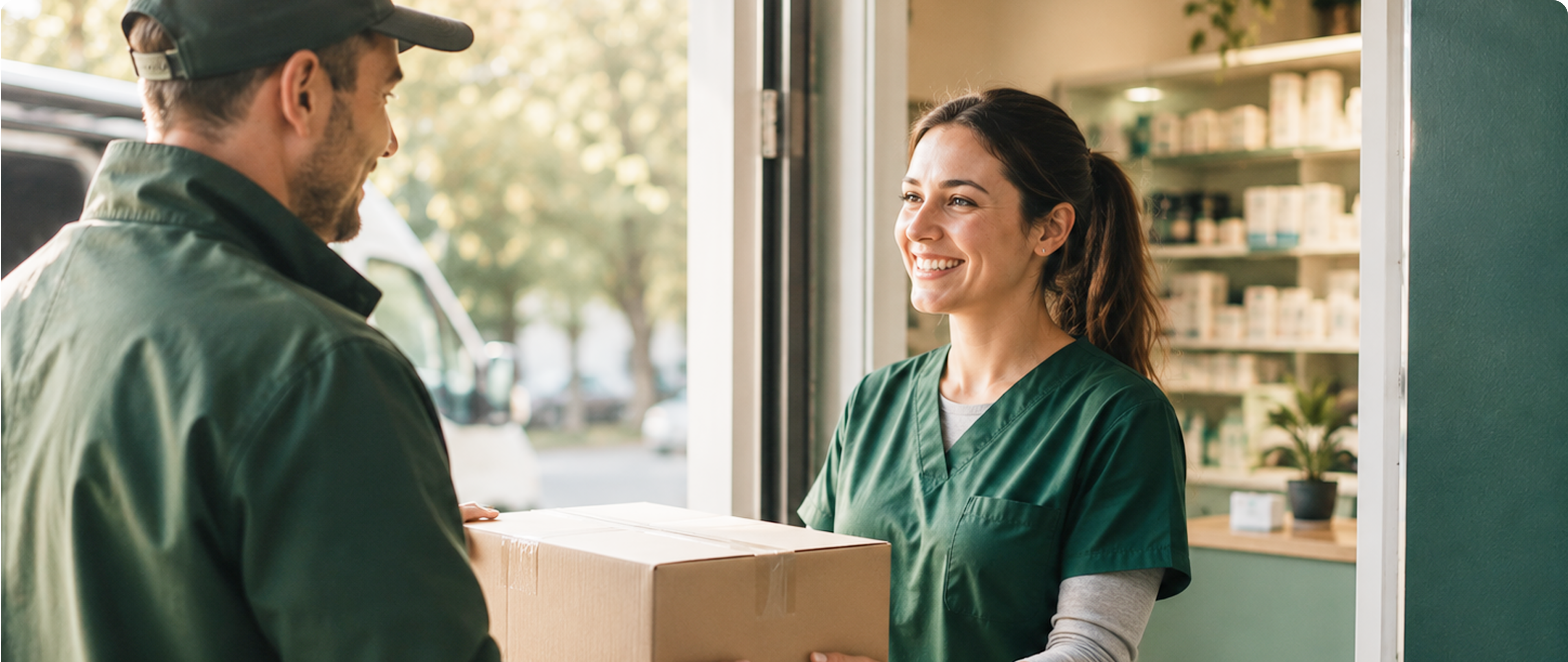 Delivery handed over at a clinic counter